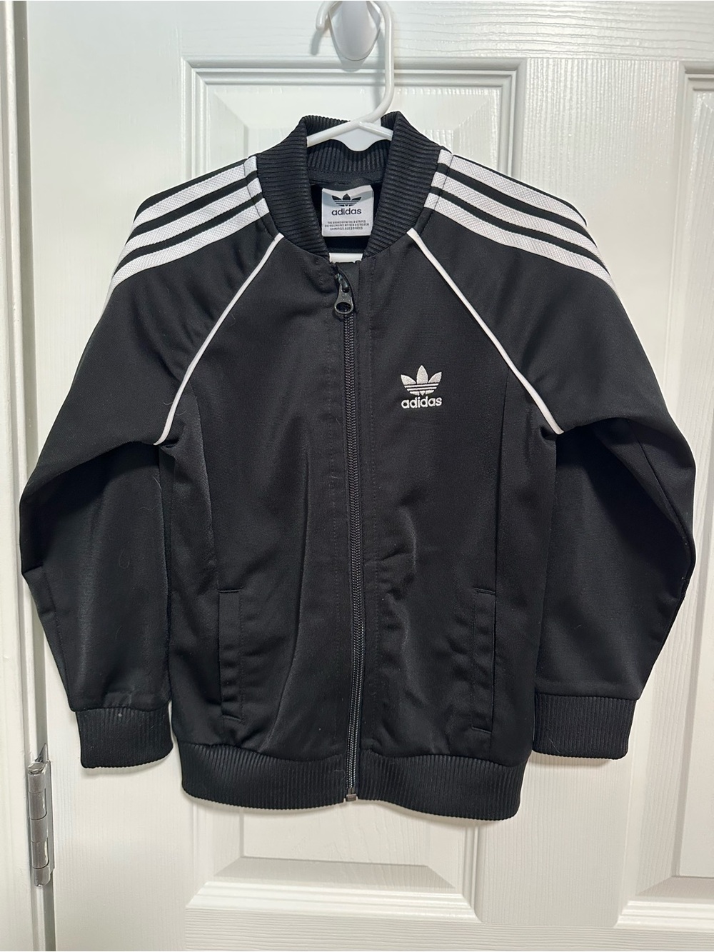Adidas Toddler Black Track Jacket with White Stripes
